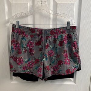 Women's RBX Floral Athletic Running Shorts- Size L - Super Sassy!